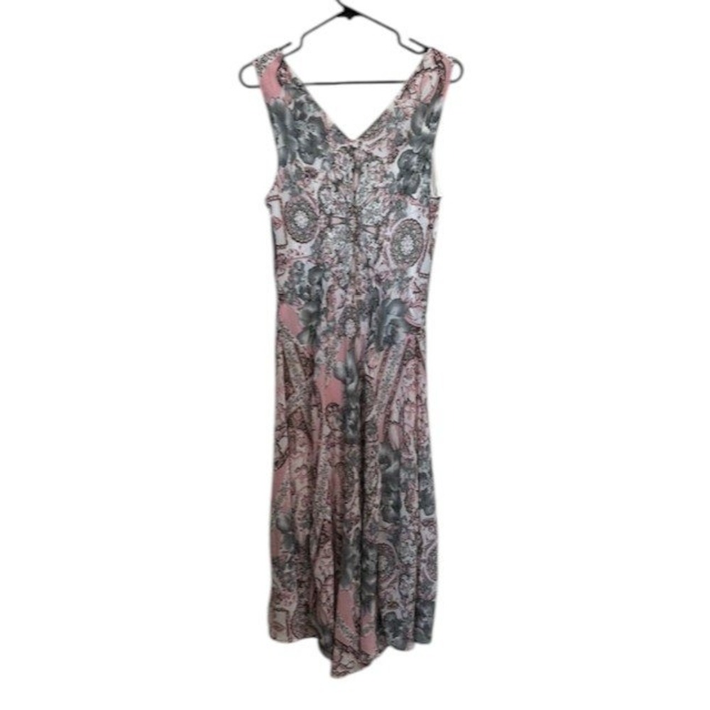 Robbie Bee Pink Floral Paisley Maxi Dress Sleeveless Boho Size 14 - Picture 3 of 12